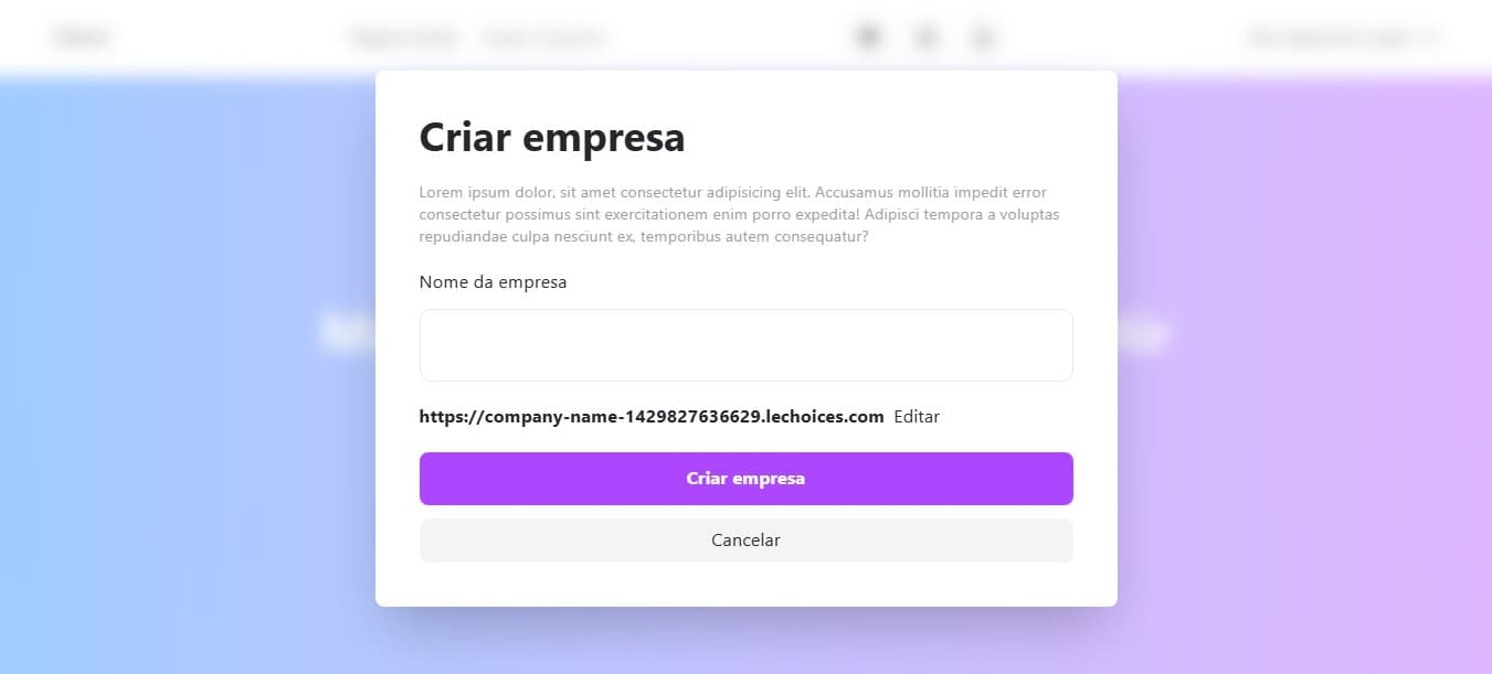 Criação de empresa