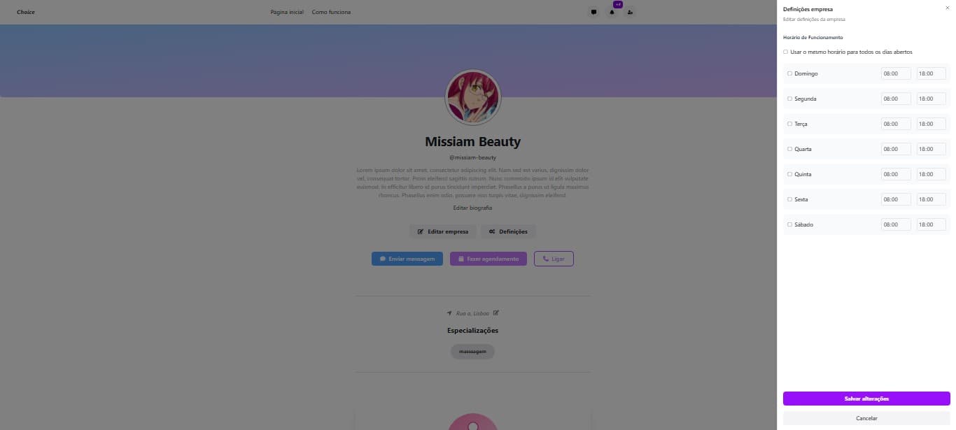 Configuração de empresa